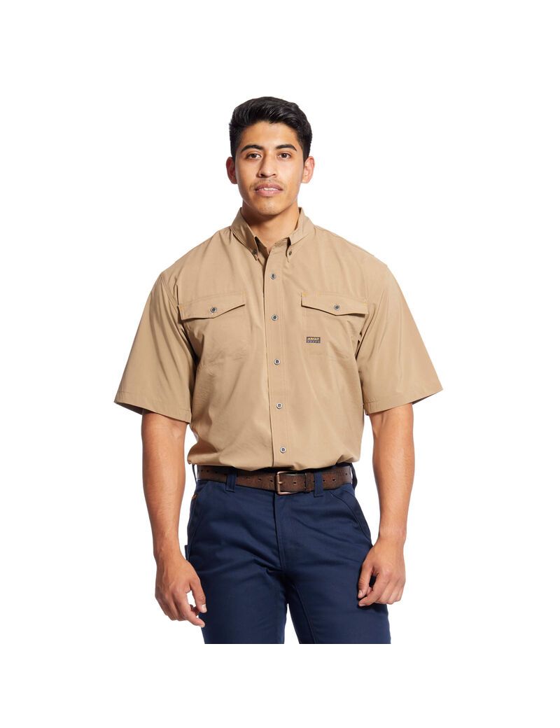 Camisas De Traje Ariat Rebar Made Tough VentTEK DuraStretch Trabajo Kaki | FUW751493