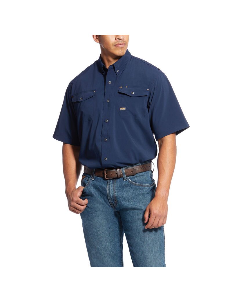 Camisas De Traje Ariat Rebar Made Tough VentTEK DuraStretch Trabajo Azul Marino | LFS457108