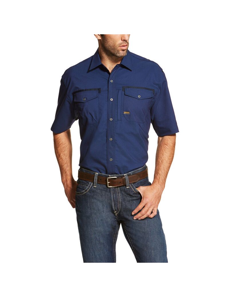 Camisas De Traje Ariat Rebar Workman Trabajo Azul Marino | LVO457860