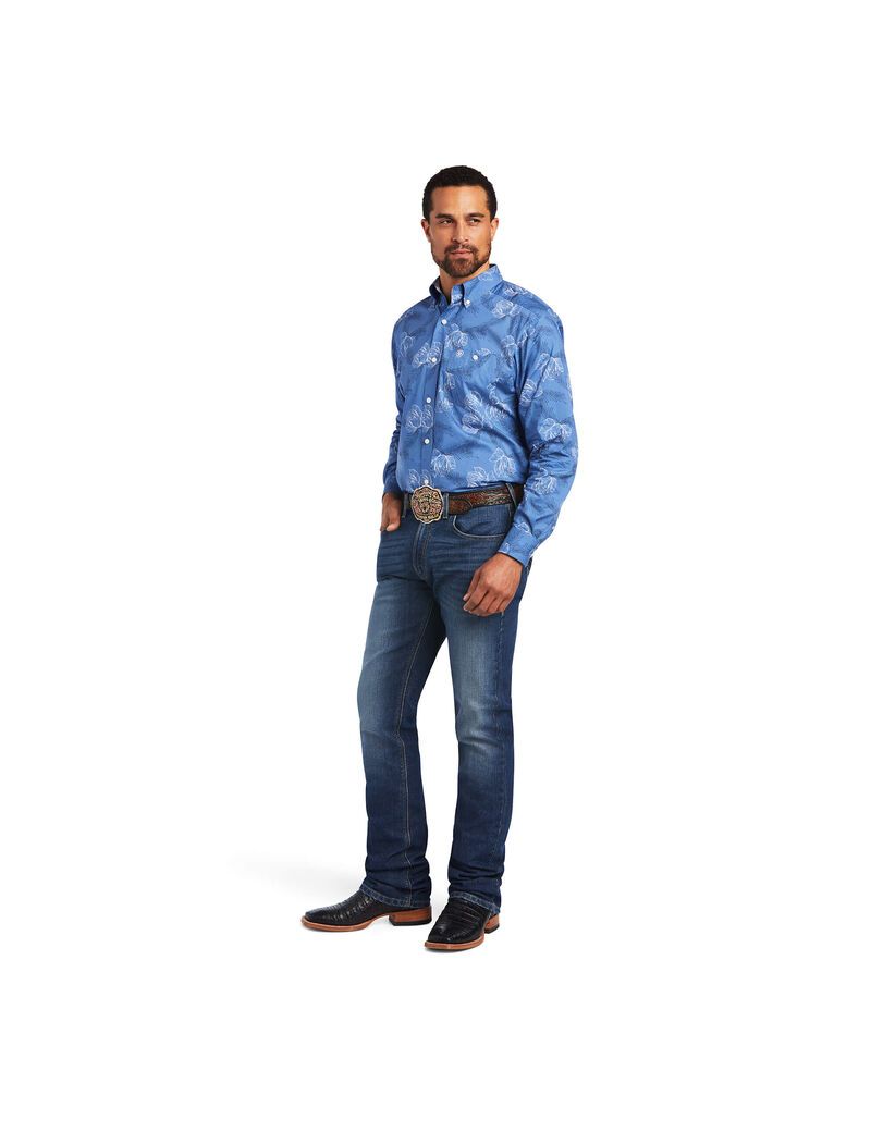 Camisas De Traje Ariat Relentless Headway Stretch Classic Fit Azules | KWY952480