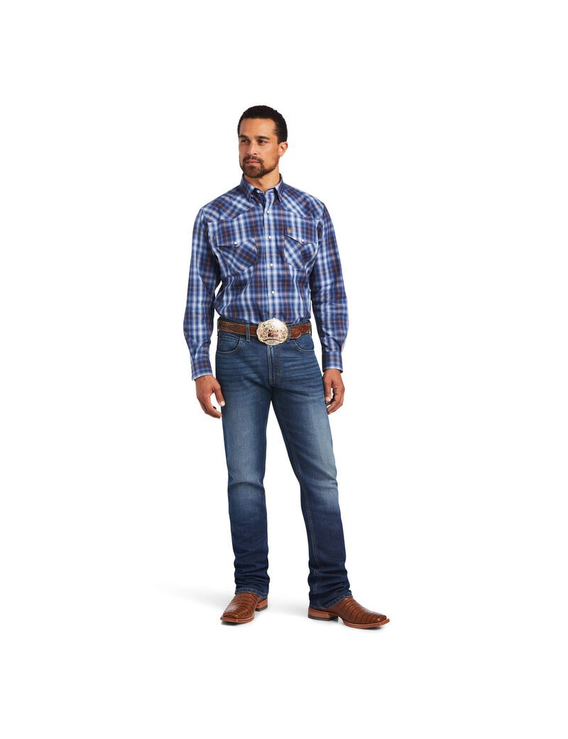 Camisas De Traje Ariat Relentless Inexorable Stretch Classic Fit Snap Azules | PUI160742