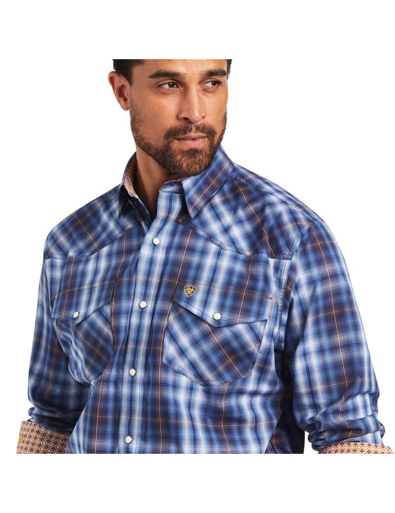 Camisas De Traje Ariat Relentless Inexorable Stretch Classic Fit Snap Azules | PUI160742