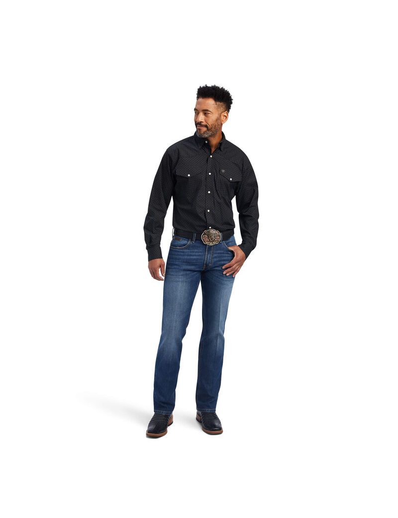 Camisas De Traje Ariat Relentless Resilient Stretch Classic Fit Snap Negros | BJR071648