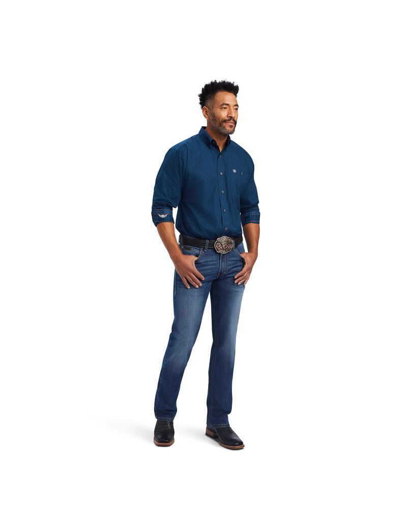 Camisas De Traje Ariat Relentless Skillful Stretch Classic Fit Azul Marino | WKS973456