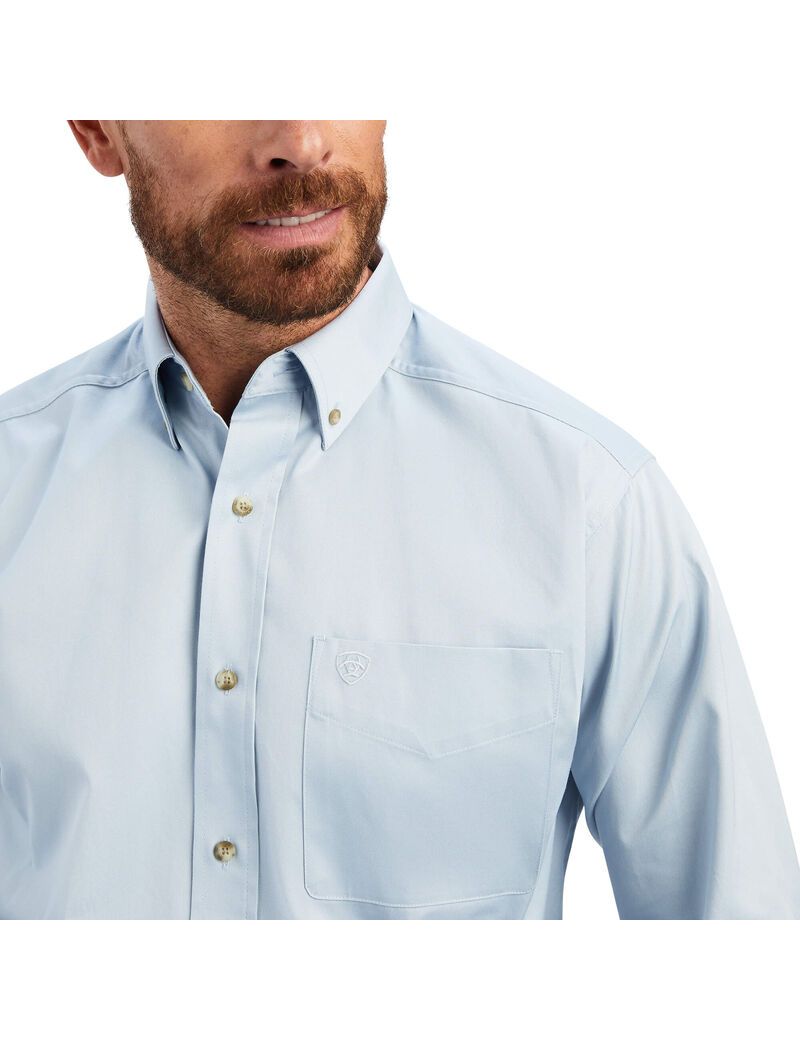 Camisas De Traje Ariat Solid Twill Azules | EKB307189