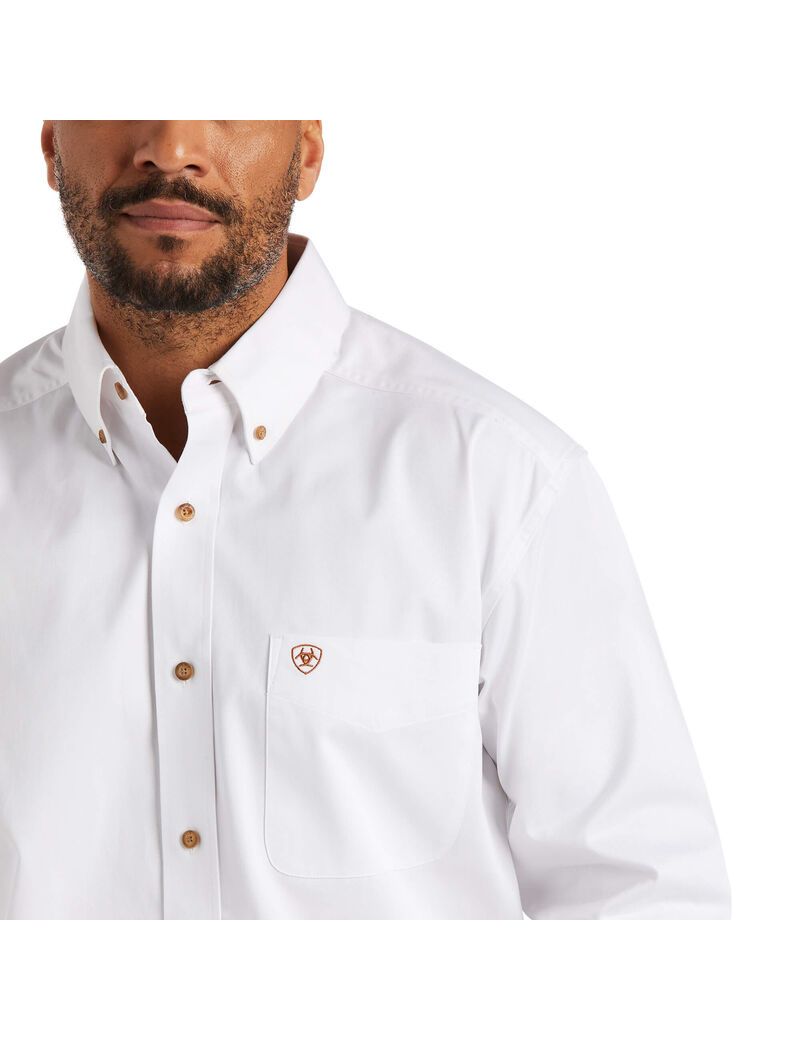 Camisas De Traje Ariat Solid Twill Classic Fit Blancos | HZX174605