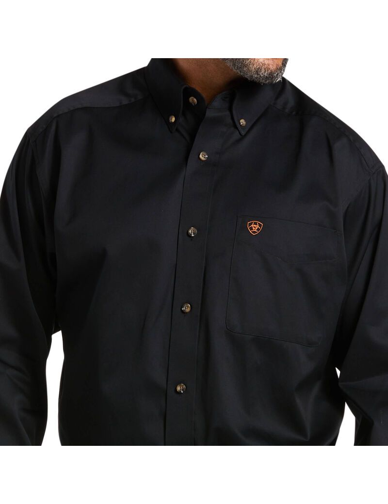 Camisas De Traje Ariat Solid Twill Classic Fit Negros | IBZ529846