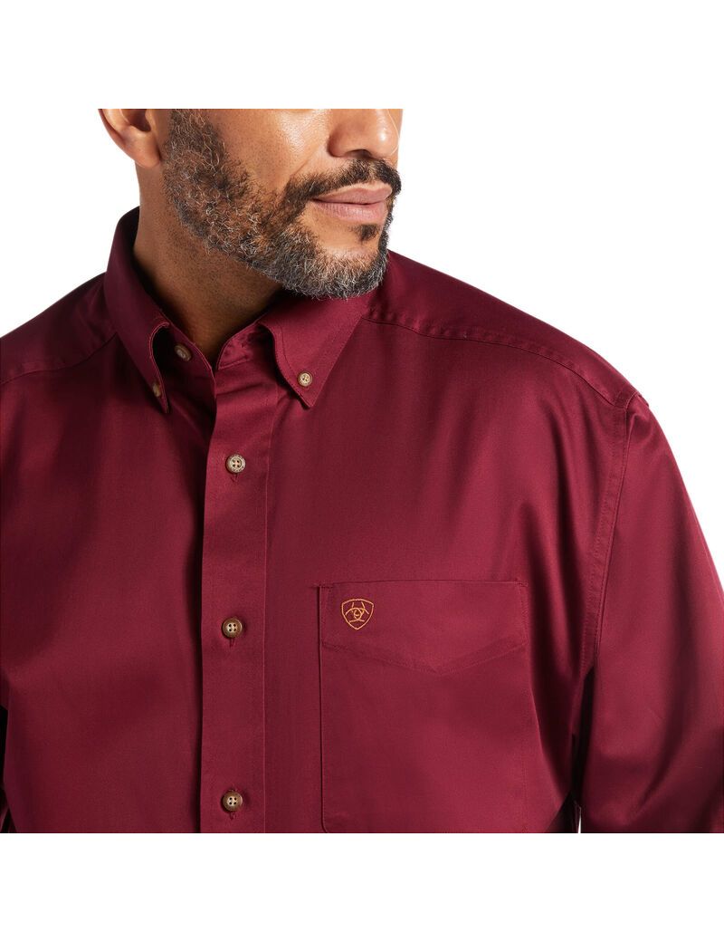 Camisas De Traje Ariat Solid Twill Classic Fit Vino | WZA982510