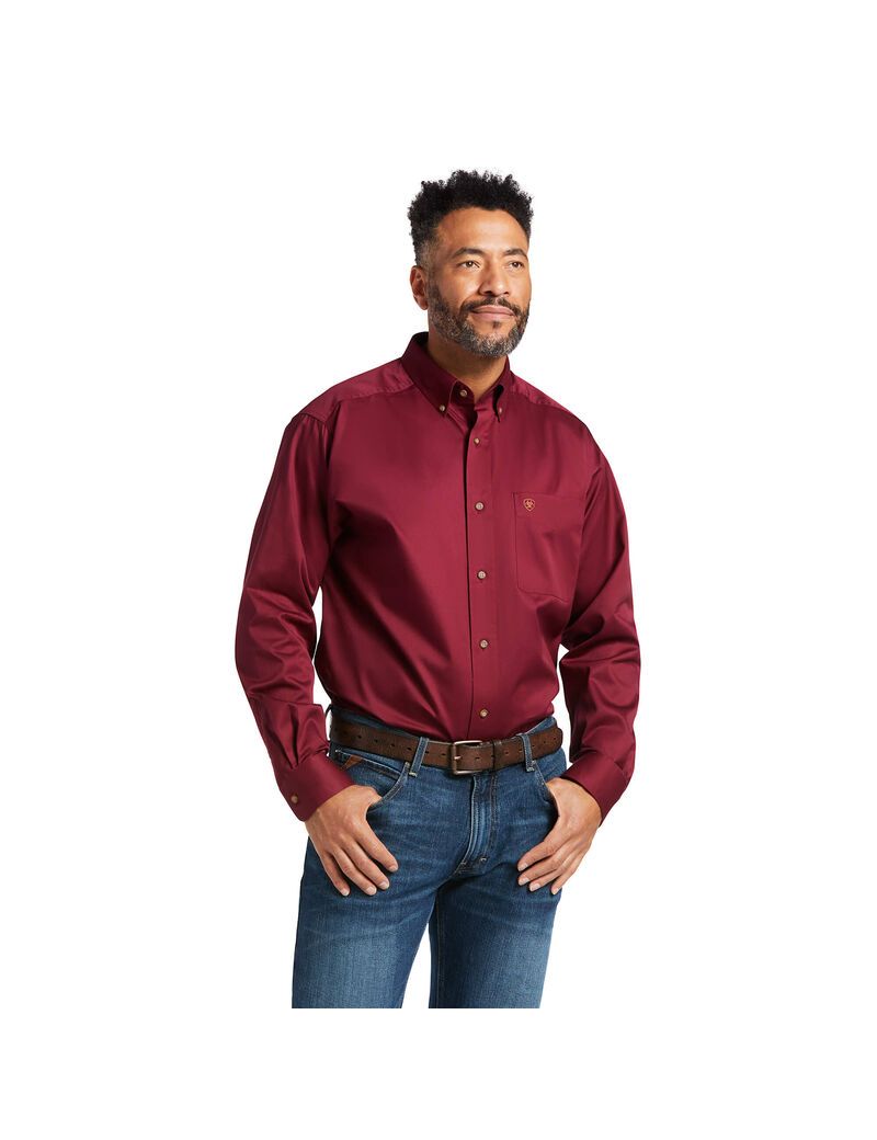 Camisas De Traje Ariat Solid Twill Classic Fit Vino | WZA982510