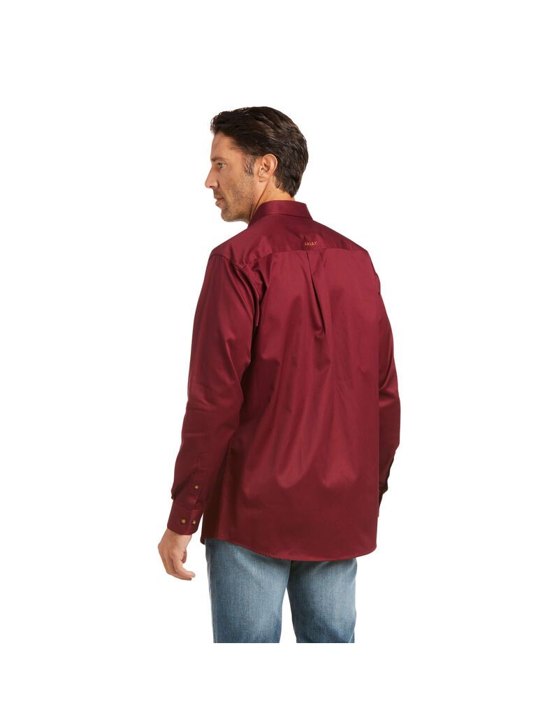 Camisas De Traje Ariat Solid Twill Fitted Vino | FLB504736