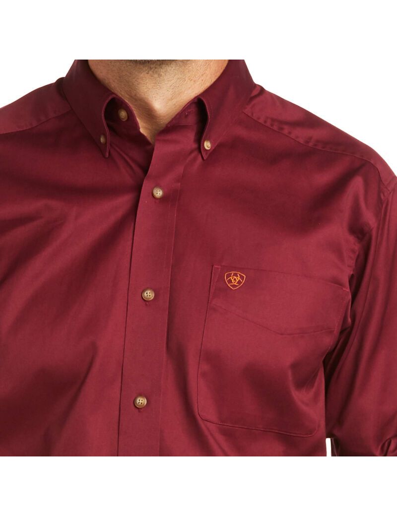 Camisas De Traje Ariat Solid Twill Fitted Vino | FLB504736