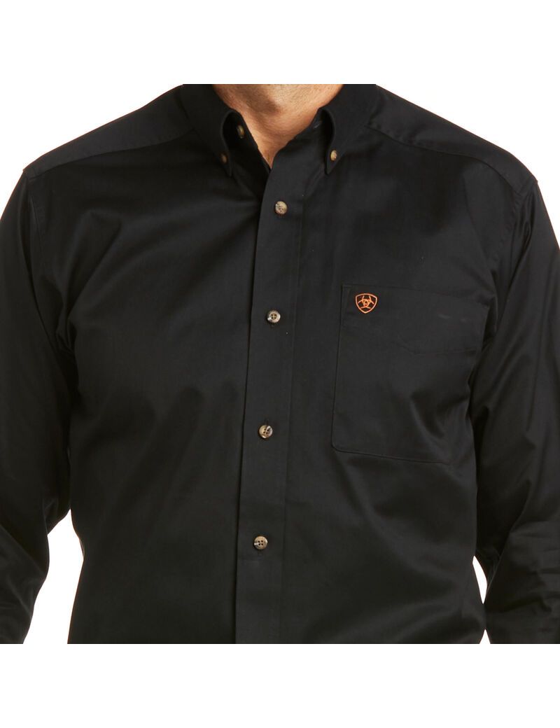 Camisas De Traje Ariat Solid Twill Fitted Negros | PCV507264