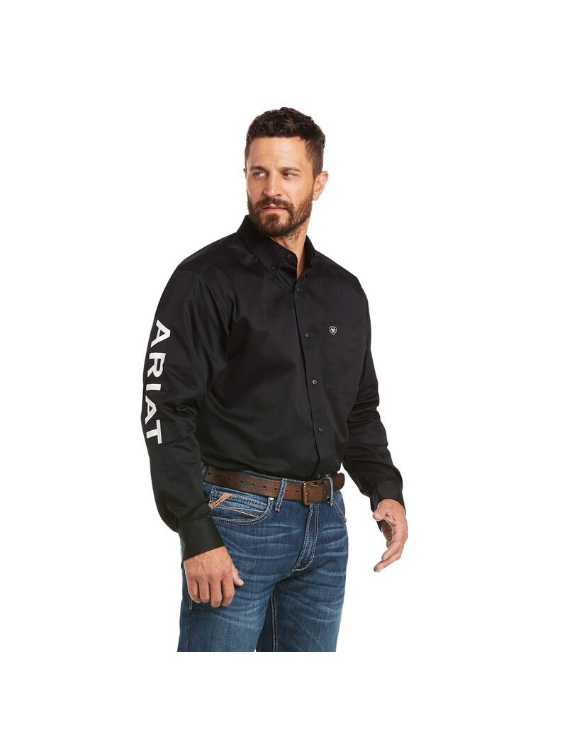 Camisas De Traje Ariat Team Logo Twill Classic Fit Negros Blancos | DPG675214