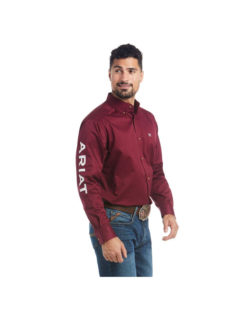 Camisas De Traje Ariat Team Logo Twill Classic Fit Vino | PHI248790