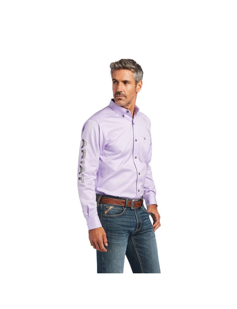 Camisas De Traje Ariat Team Logo Twill Fitted Morados Grises | ZHV635704