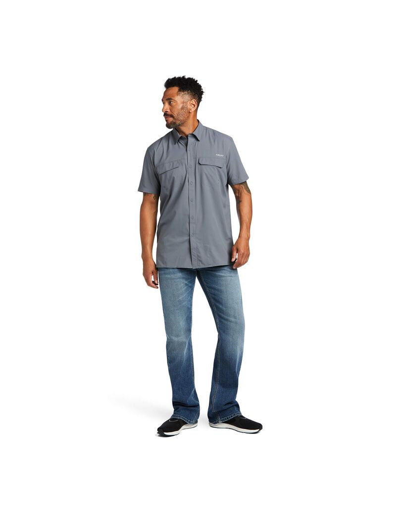 Camisas De Traje Ariat VentTEK Outbound Fitted Grises Oscuro | QIM209673