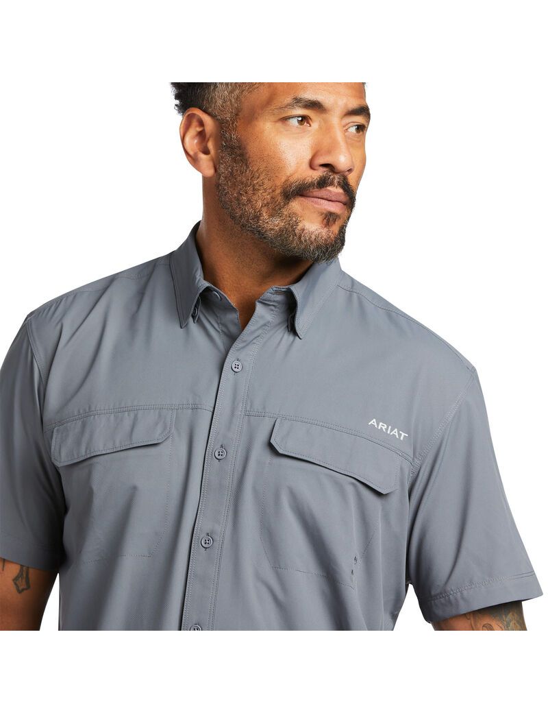 Camisas De Traje Ariat VentTEK Outbound Fitted Grises Oscuro | QIM209673