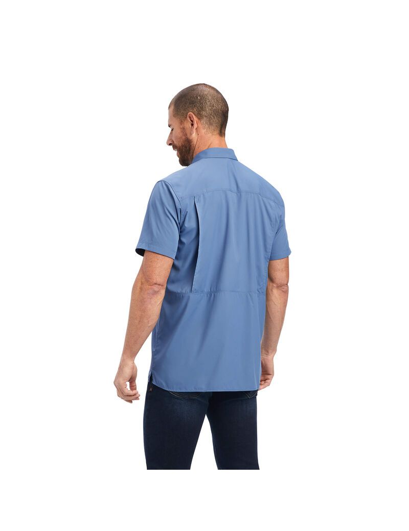 Camisas De Traje Ariat VentTEK Outbound Fitted Azules | QKA498531