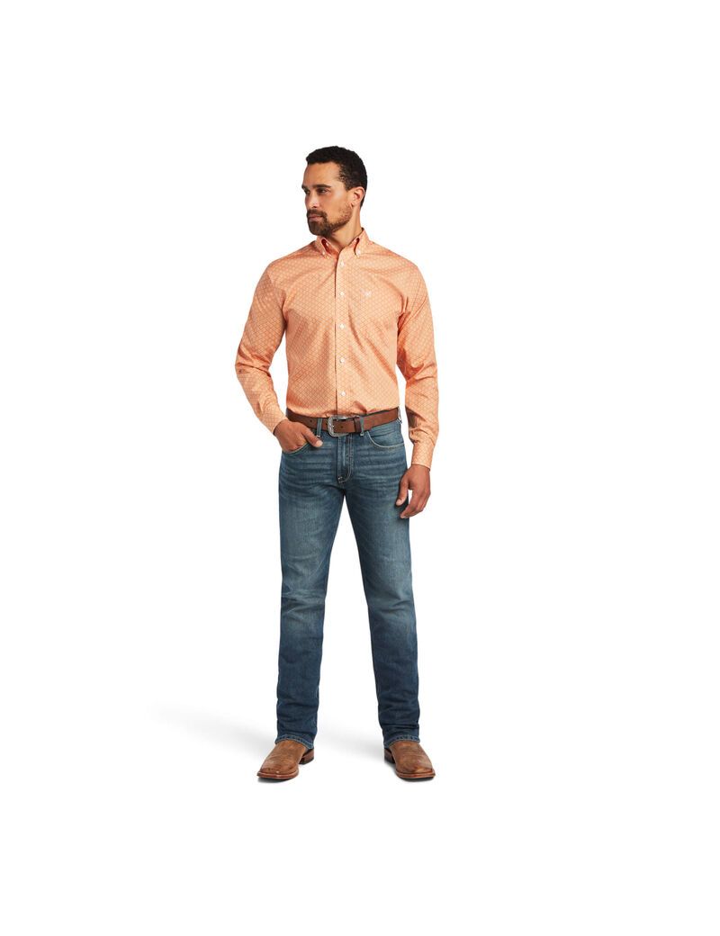 Camisas De Traje Ariat Wrinkle Free Yakov Fitted Coral | UFE759384