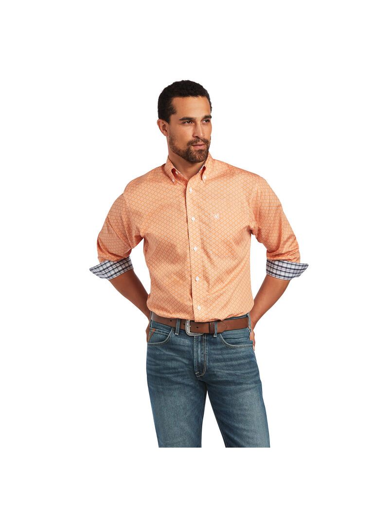 Camisas De Traje Ariat Wrinkle Free Yakov Fitted Coral | UFE759384