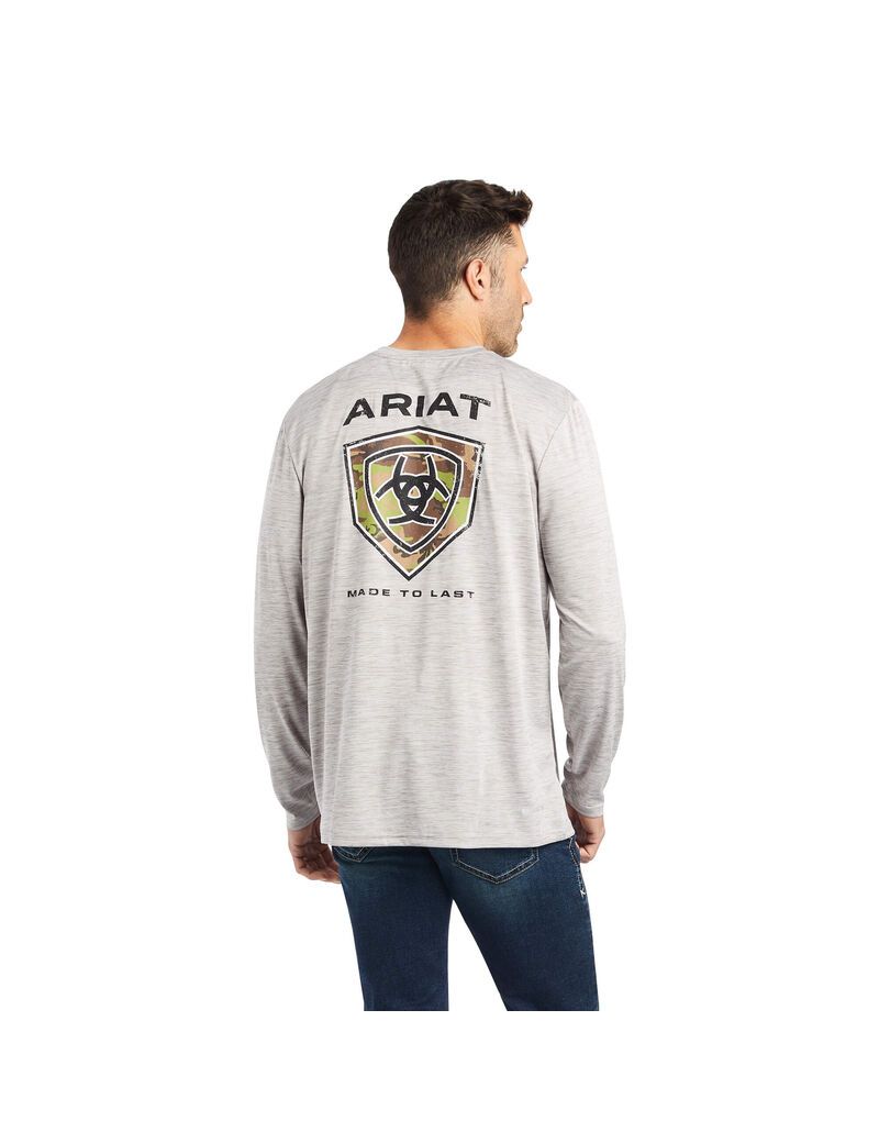 Camiseta Ariat Charger Camo Shield Grises Claro | VEB301482