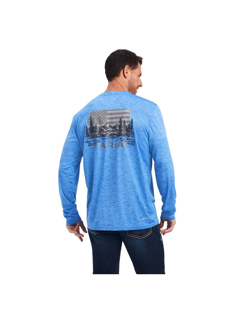 Camiseta Ariat Charger Land of the Free Azules | ADR542936