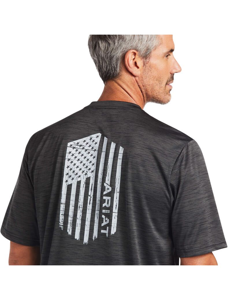 Camiseta Ariat Charger Vertical Flag Tee Grises | ABL578962