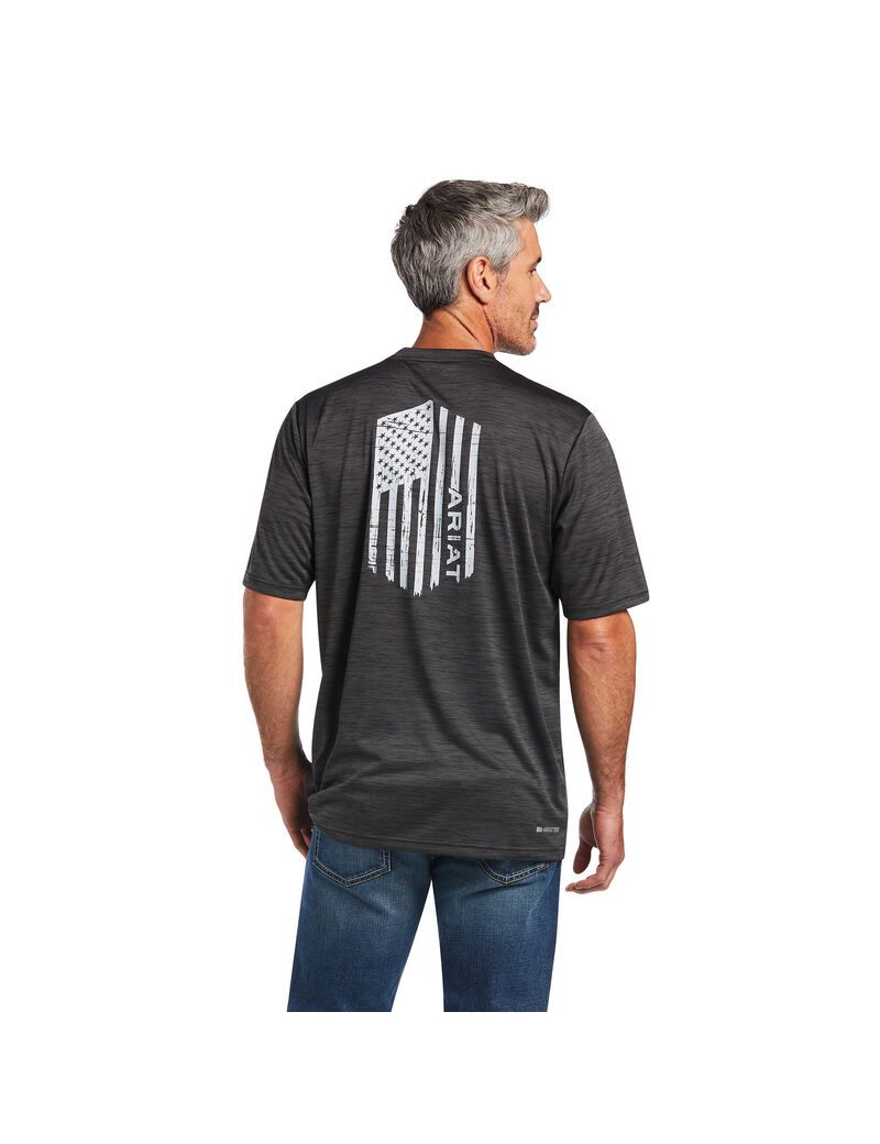 Camiseta Ariat Charger Vertical Flag Tee Grises | ABL578962