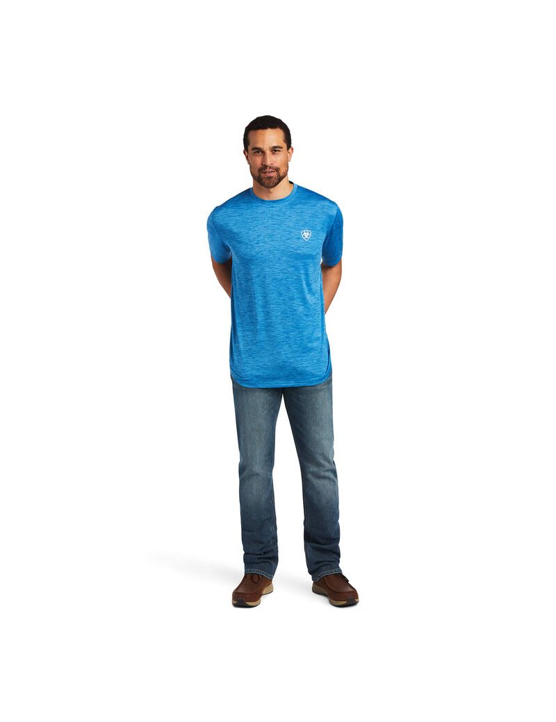 Camiseta Ariat Charger Vertical Flag Tee Azules | GVS804619