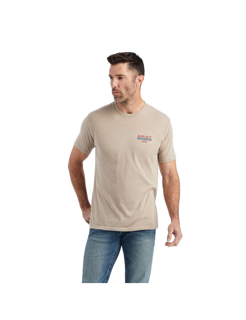 Camiseta Ariat Flag Flow Beige | NEW471536