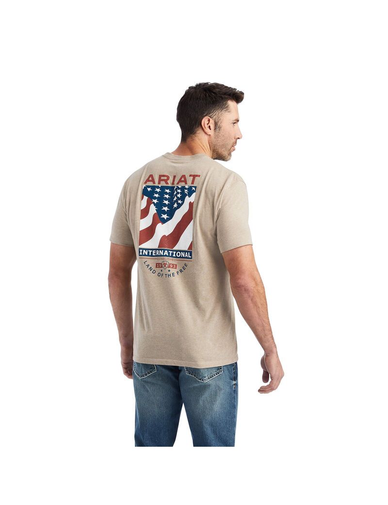 Camiseta Ariat Flag Flow Beige | NEW471536