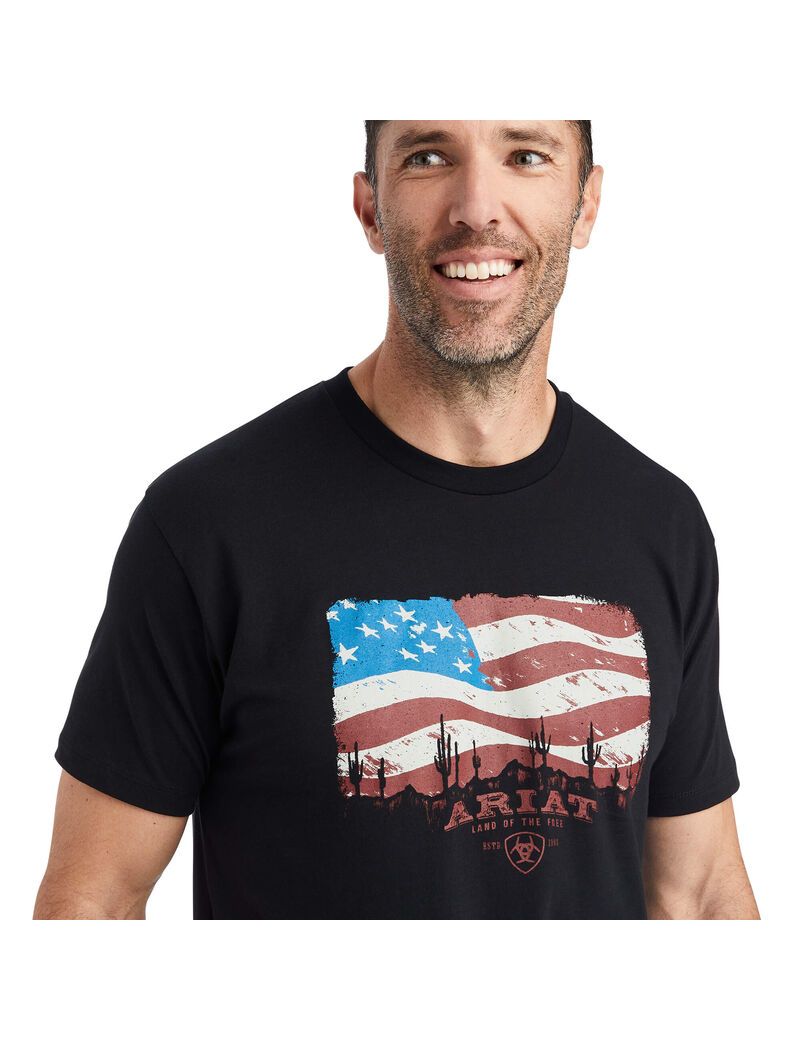 Camiseta Ariat Flagscape Negros | ORB956207