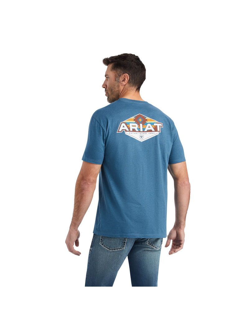 Camiseta Ariat Hexafill Grises Azules | QTK832179