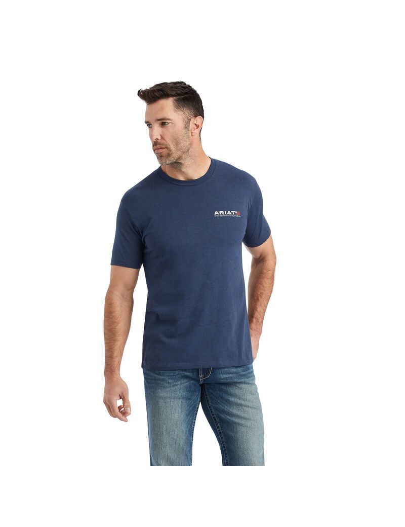 Camiseta Ariat Horizontal Azul Marino | UDT256481