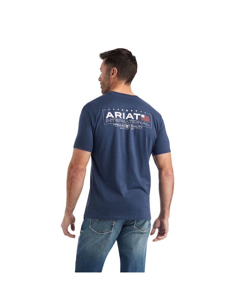 Camiseta Ariat Horizontal Azul Marino | UDT256481