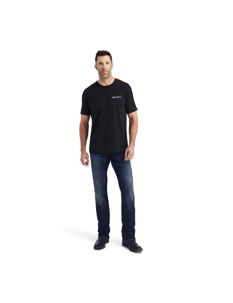 Camiseta Ariat Horizontal Negros | MHC416390