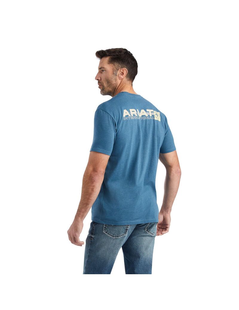 Camiseta Ariat Linear Octane Grises Azules | LQH428693