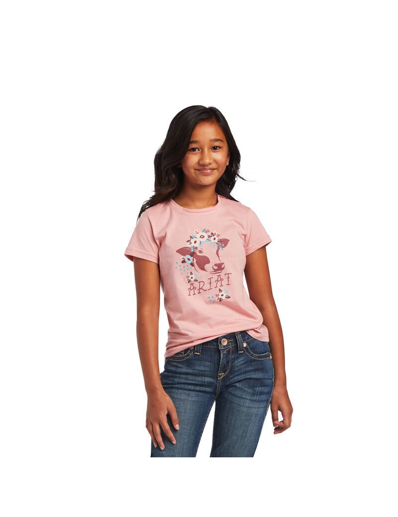 Camiseta Ariat REAL Moo-Chacha Tee Rosas | SHK349510