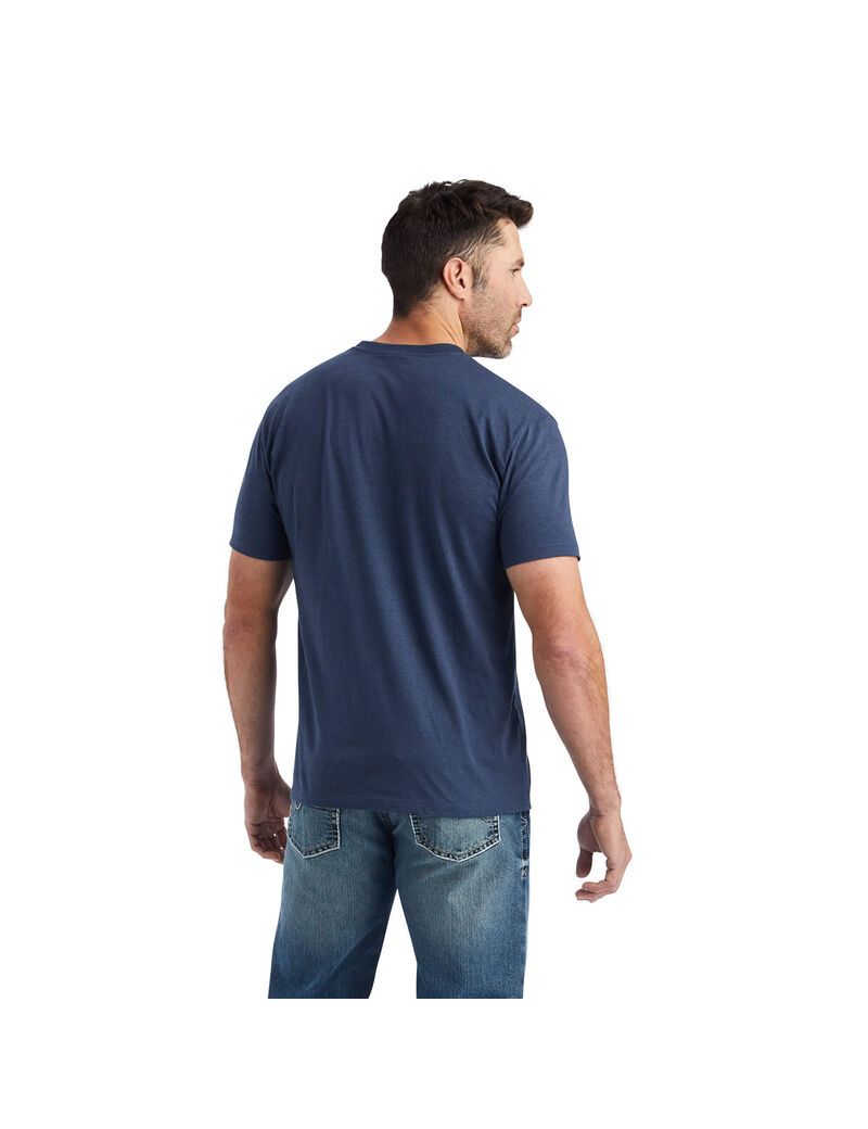 Camiseta Ariat Western Lockup Azul Marino | CIE197560