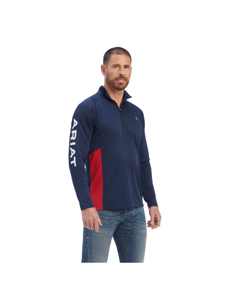 Capas Intermedias Ariat Sunstopper Team 1/4 Zip Azul Marino | KVU053294