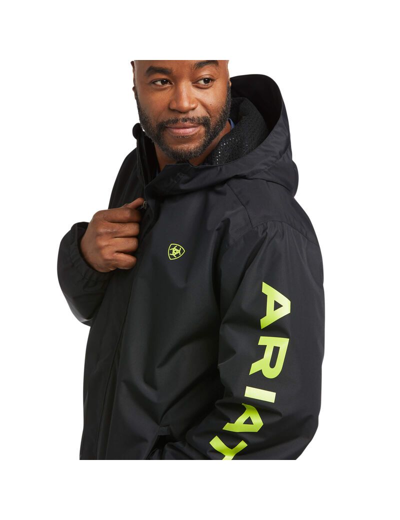 Chaquetas Ariat Rebar Stormshell Logo Impermeables Negros Verdes Claro | DNZ265103