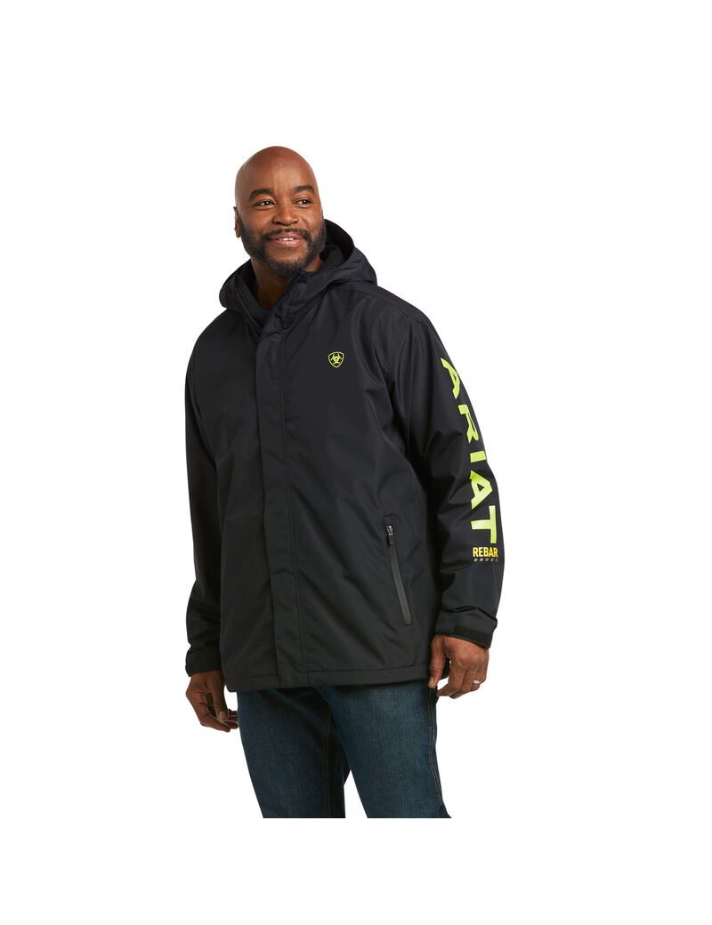 Chaquetas Ariat Rebar Stormshell Logo Impermeables Negros Verdes Claro | DNZ265103