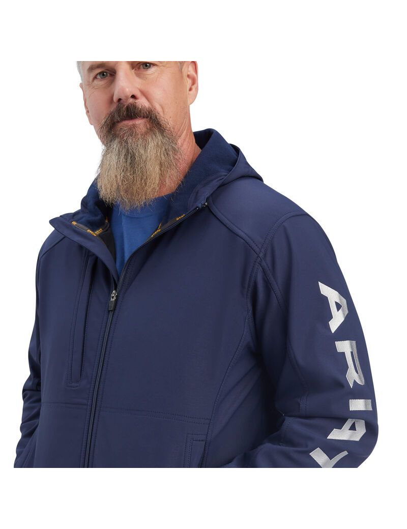 Chaquetas Ariat Rebar Stretch Lona Softshell Encapuchado Logo Azul Marino Grises | KUT846701