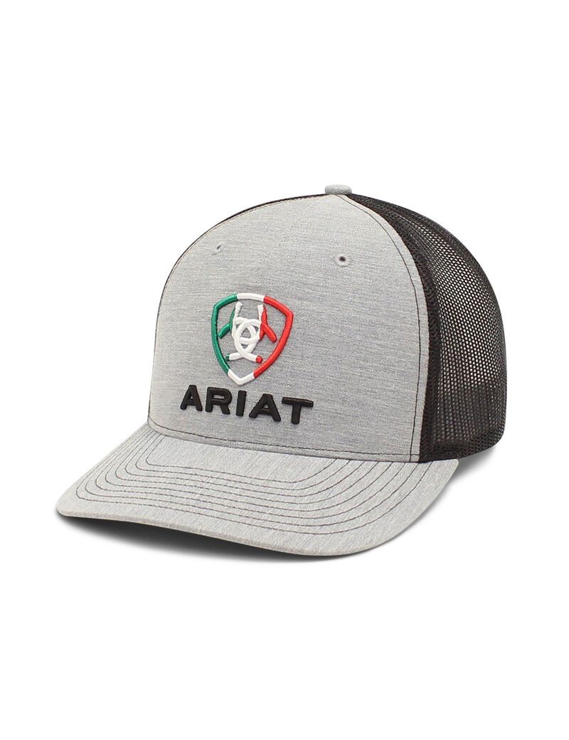 Gorras Ariat Mexico Flag Shield Grises | GNU930547