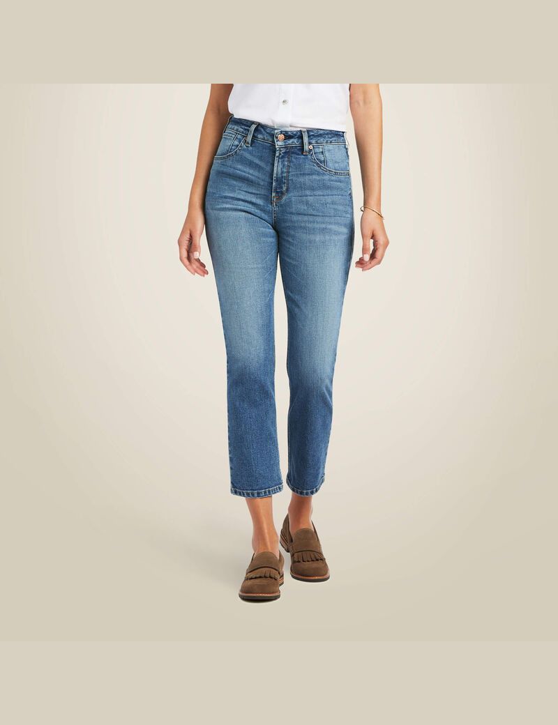 Jeans Ariat Premium High Rise Directo Crop Azules | RAC608573