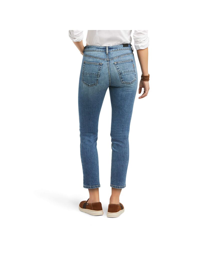 Jeans Ariat Premium High Rise Directo Crop Azules | RAC608573