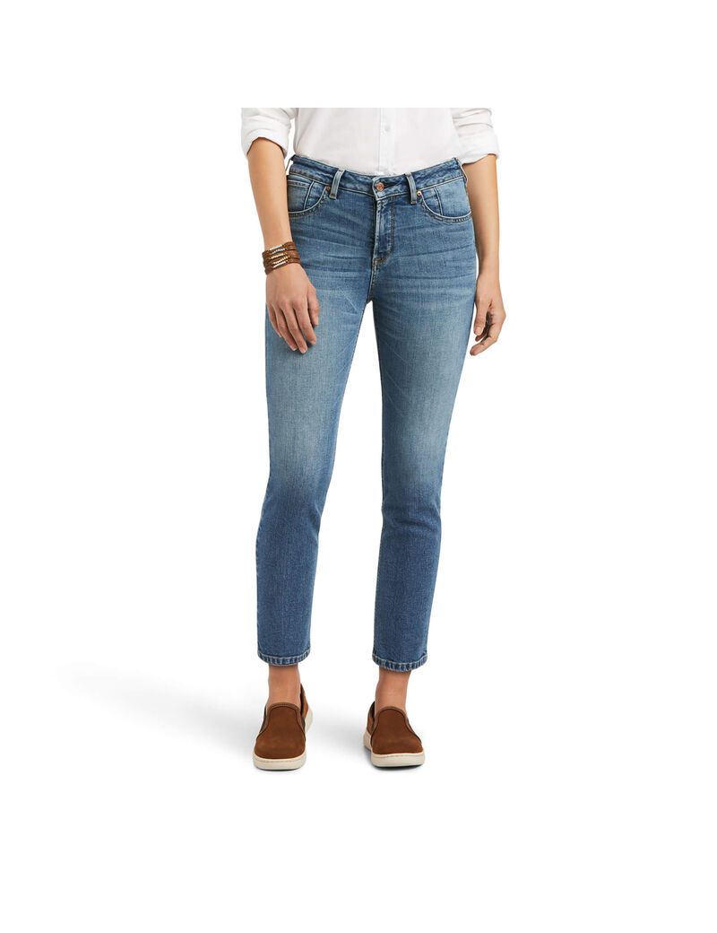 Jeans Ariat Premium High Rise Directo Crop Azules | RAC608573