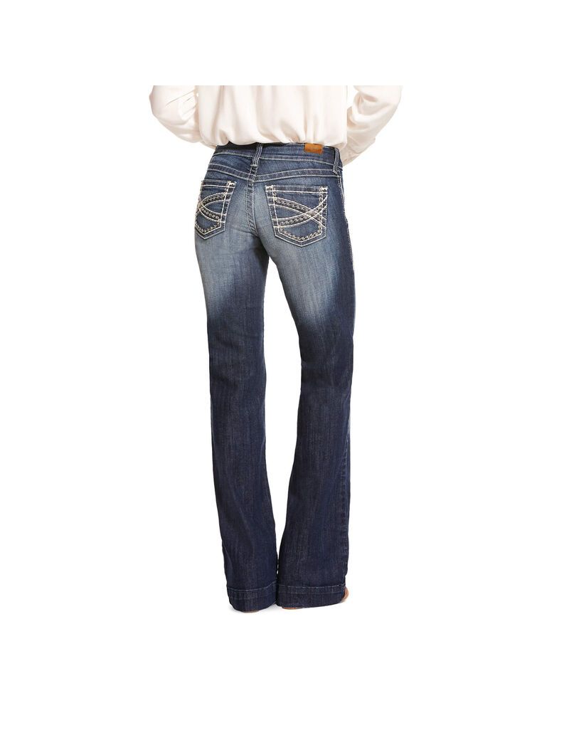 Jeans Ariat Trouser Mid Rise Stretch Entwined Anchos Leg Azules | MKC426105