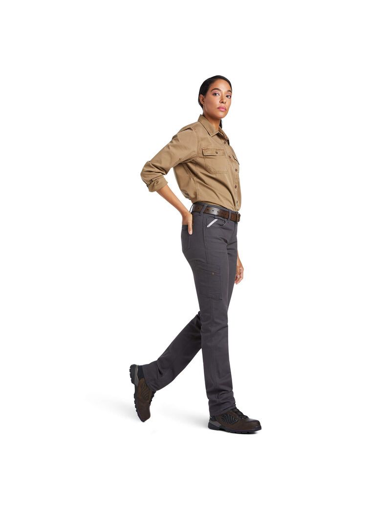 Pantalones Ariat Rebar DuraStretch Made Tough Directo Leg Grises | BNY702651