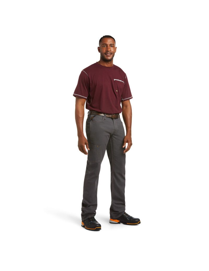 Pantalones Ariat Rebar M4 Low Rise DuraStretch Made Tough Stackable Directo Leg Grises | DSM307698